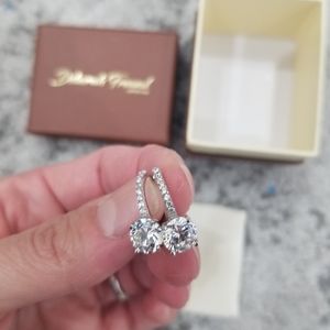 NEW Deborah Freund Stirling Silver Cubic Zirconia Drop Earrings